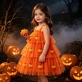 thumbnail image 5 of Otqutp Toddler Girls Halloween Dress Spaghetti Strap Star Glitter Skirt Pumpkin Tulle Dress Kids Fall Sleeveless Tank Dresses, 5 of 6