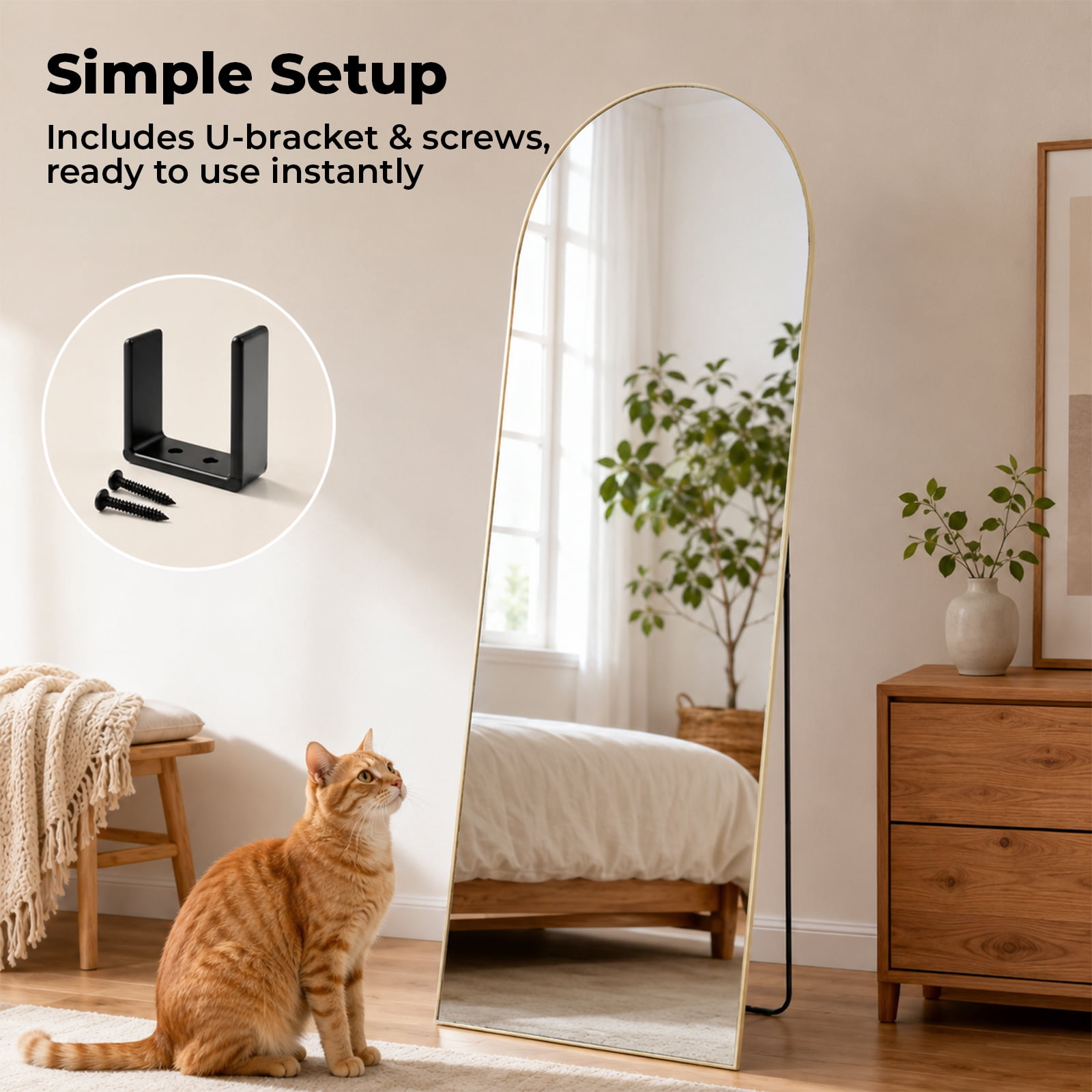 Alvantor 56"x15" Mirror Full Length Full Body Mirror with Stand, Shatterproof Tempered Glass, Modern Aluminum Alloy Frame, Free Standing or Leaning for Home Decor