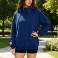 thumbnail image 5 of Hurxie Women's Lightweight Hoodies Full Zip Up Oversized Sweatshirts with Pockets Long Sleeve Thin Casual Hooded Jackets Navy,3XL, 5 of 7