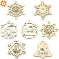 thumbnail image 4 of Copos de nieve naturales con forma de ciervo, adornos colgantes de Chip de madera de Navidad, adornos de Navidad, decoraciones de regalos para niños, 10 piezas, 4 of 4