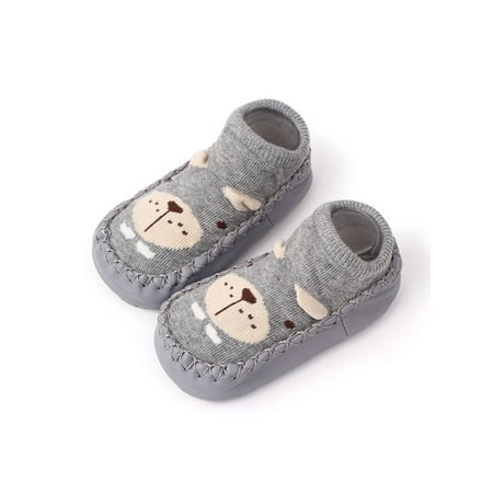 

Gomelly Baby Floor Slippers Cartoon Socks Slipper Soft Sole Crib Shoe Breathable Sock Girls Boys Toddler House Shoes Gray 12-18 months