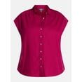thumbnail image 5 of Terra & Sky Women's Plus Linen Blend Camp Shirt, Sizes 0X-5X, 5 of 5