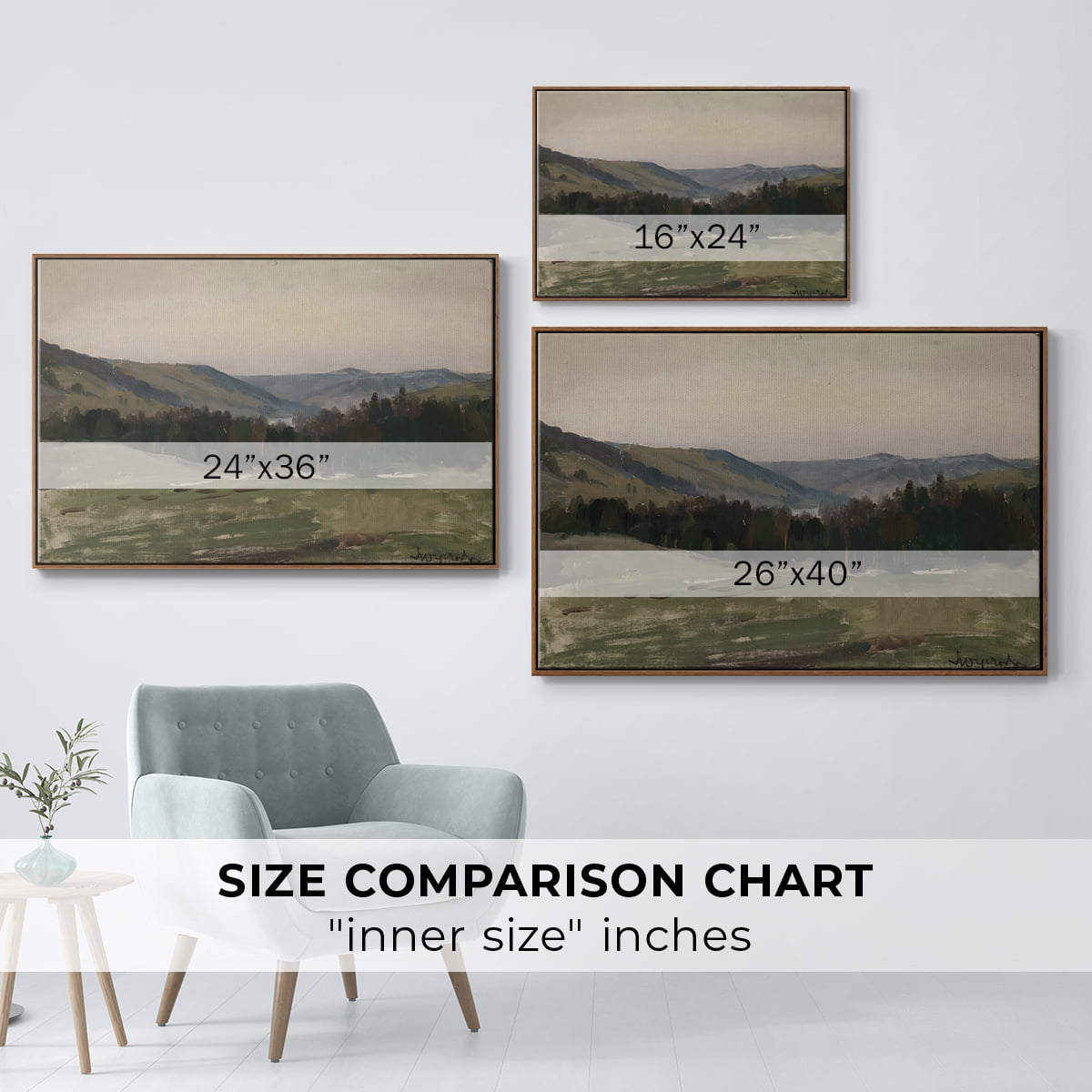 Vintage Landscape-CCCXCIV By Wexford Home Framed in Walnut Wood Gallery Wrapped Canvas 27 in. x 41 in.