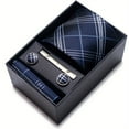 thumbnail image 4 of EIMELI 1 Set of Luxury Plaid Tie Accessories - Tie Sets for Men with Pocket Square  Handkerchief  Cufflink  Tie Clip  and Gift Box - Perfect Wedding or Business Suit Accessories for Him, 4 of 7