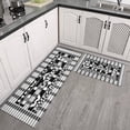 thumbnail image 3 of Black Vintage Plaid Text Rugs and Mats Non Skid Washable Absorbent Microfiber Soft Kitchen Mat for Floor Set Of 2 Decor Stain Resistant 17"x47"+17"x30", 3 of 7