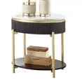 thumbnail image 2 of Glam Style Dark Walnut 1pc End Table w Drawer Gold Steel Legs Reeded Side Panel Living Room Table, 2 of 7
