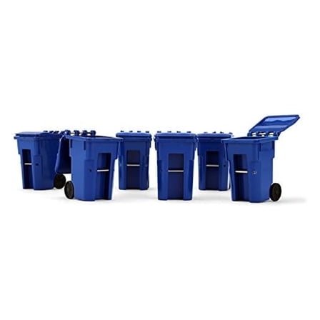 Set of 6 Blue Garbage Trash Bin Containers 1/34 by 90-0518