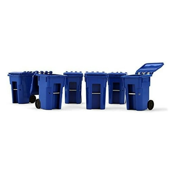 Set of 6 Blue Garbage Trash Bin Containers 1/34 by 90-0518
