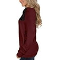 thumbnail image 4 of Azrian Deals Womens Autumn Tops Solid Sexy Long Sleeve Lace Pullover T-Shirt Clearance, 4 of 6