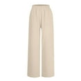 thumbnail image 6 of Outfmvch Flowy Pants for Women Pedal Pushers for Women Beach Linen Trousers Casual Drawstring Flowy Pants Drawstring Elastic Waist Linen Palazzo Pants for Women Wide Leg Linen Pants Beige S-2XL, 6 of 8