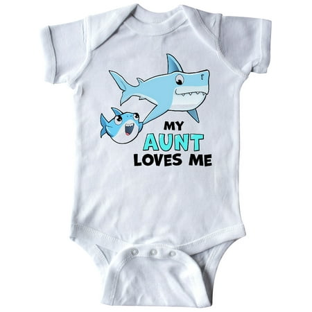 

Inktastic My Aunt Loves Me with Cute Sharks Gift Baby Boy or Baby Girl Bodysuit