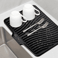 thumbnail image 2 of Silicone Dish Drying Mat for Kitchen Counter, Dish Drying Pad, Non-Slip Drain Pad with Built-in Drain Drying Mat,1 * Dish Drying Mat,Black, 2 of 4