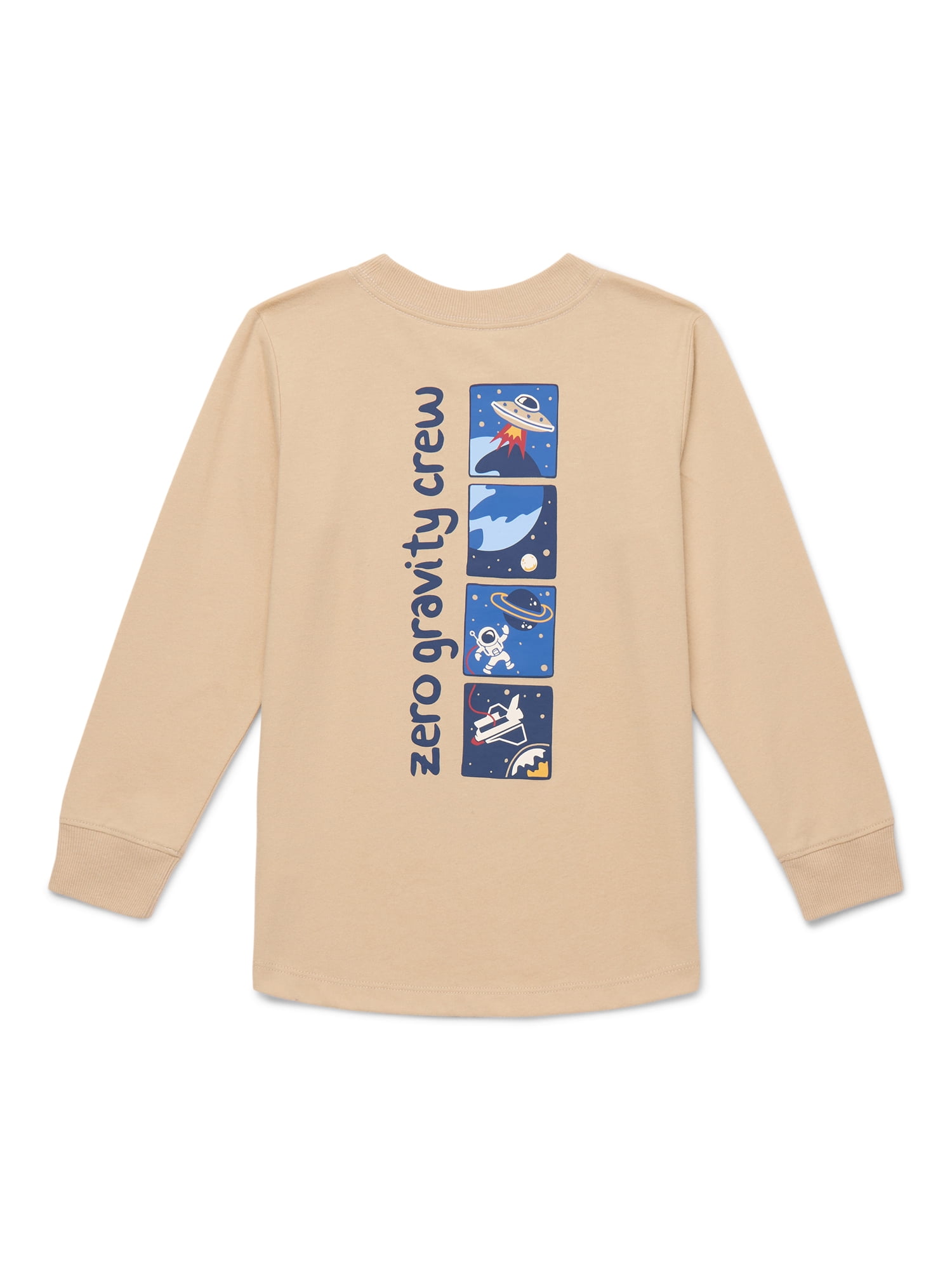 Wonder Nation Toddler Boys Front Back Graphic Tee with Long Sleeves, Sizes 4-10