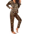thumbnail image 2 of Womens 2 Piece Silk Satin Pajama Set Long Sleeve Lounge Sets Button Down Shirts and Pants PJs Soft Sleepwear Sets, 2 of 9
