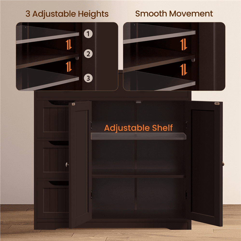 Alden Design 4 Drawers Modern Bathroom Floor Storage Cabinet for Home Kitchen Living Room, Espresso