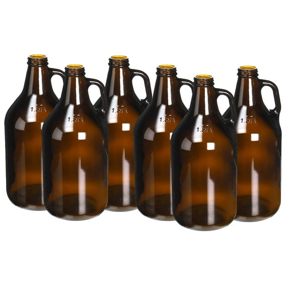 Beer Bottles - 64 oz Amber Growler - Case of 6