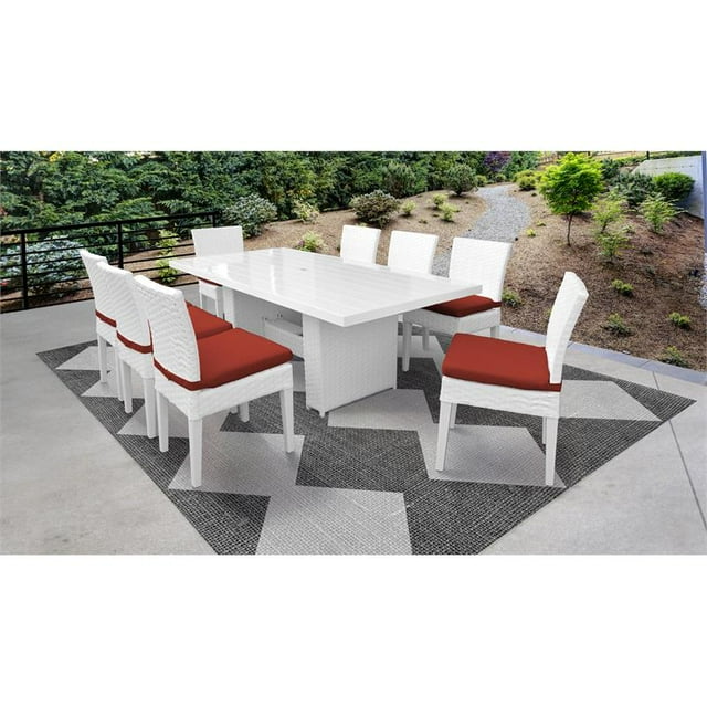 Table de Salle à Manger Patio Rectangulaire avec 8 Chaises Sans Bras Monaco