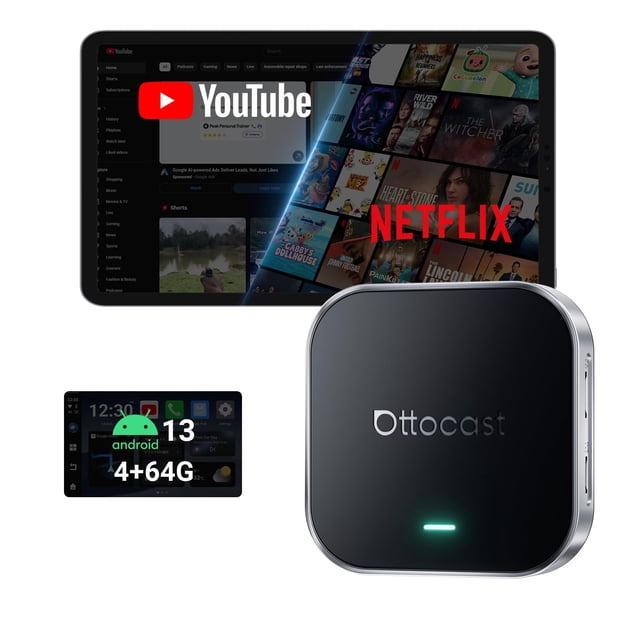 Caja de Streaming para Auto OTTOCAST E2 Android 13 CarPlay Inalámbrico