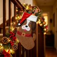 thumbnail image 6 of Tuvgenk Brown Dog Christmas Stocking, 17.7 inch Cartoon Puppy Xmas Stocking with Santa Hat, Bone Shape Pet Holiday Decor for Fireplace Mantel Tree, 6 of 6