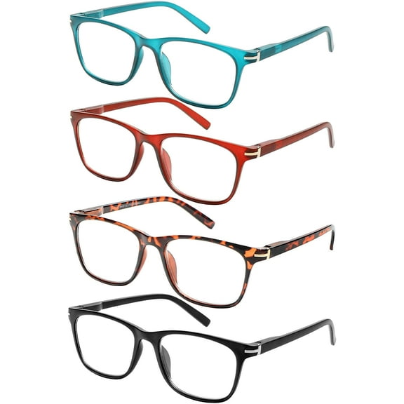 Reading Glasses 4 Pack Fashion Men And Women Readers Spring Hinge Glasses for Reading