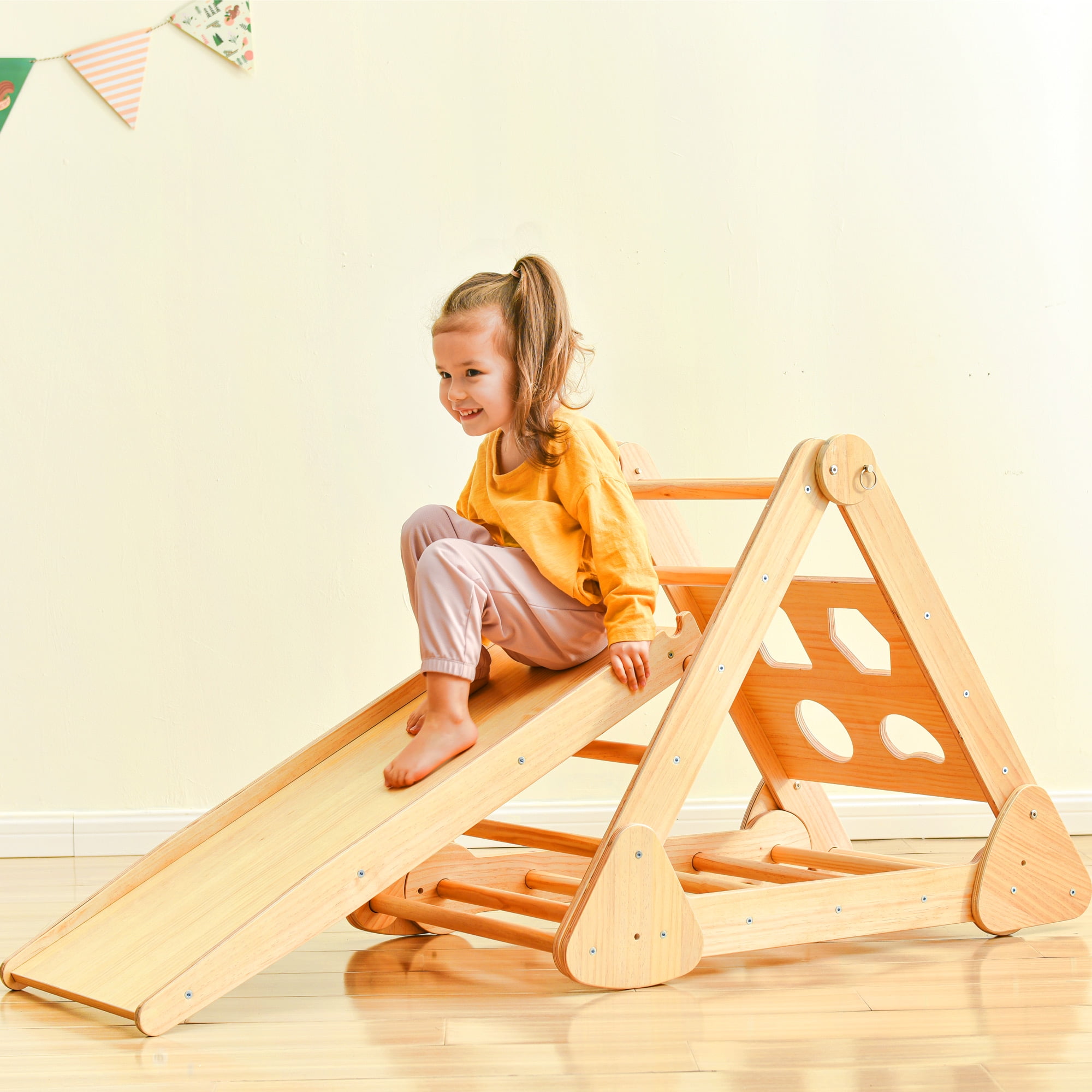 Foldable Triangle Climbing Playground Playset for Kids, 4-in-1 Gym Sets ...