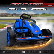 Letsgokid 24V Big Kids Electric Go Kart, 400W Fast Drift Kart with 4 Speed Mode, Up to 8.1 MPH, EVA Tires, 5-Point Safety Belt, Music, High/Low Speed, Go Karts for Kids Ages 6-12 Boys Girls