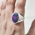 thumbnail image 6 of Purple Copper Turquoise Mans Ring, Natural Copper Turquoise, Silver Jewelry, 925 Silver Ring, Birthday Gift, Heavy Mens Ring, Plain Design, Ottoman Style Ring, Christmas, Turkey Unisex Signet Ring, 6 of 8