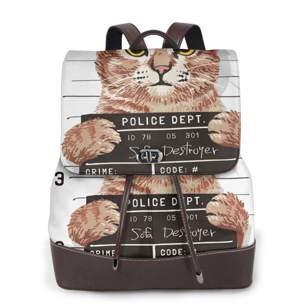Fotbe Cat Holding Mugshot Sign Mochila Bolso con Estampado para Mujer, Mochila Antirrobo de Nylon Impermeable, Bolsa Ligera de Hombro