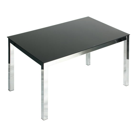 Home Furniture Elliott Chrome Metal Frame Black Tempered Glass Table