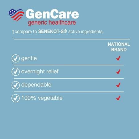 GenCare Senna Laxative Stool Softener Docusate Sodium 50mg & Sennosides 8.6mg, 200 Tablets