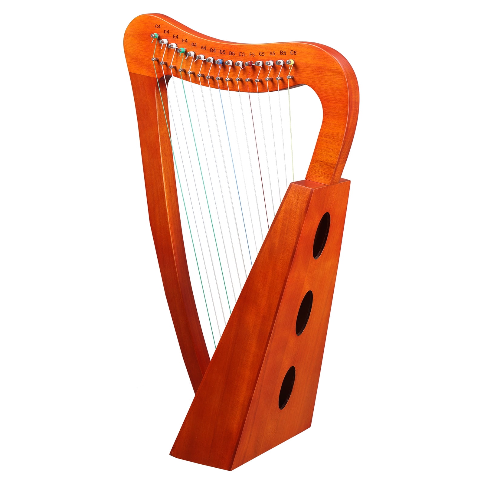 15-String Portable Harp, Solid Wood Irish Harp with C Major Diatonic Scale, Includes Tuning Wrench, Spare Strings, Padded Bag and Accessories, for Beginners and Students