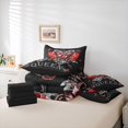 thumbnail image 6 of jejeloiu Bohemian Butterfly 7-Piece Twin Bedding Set,Cheetah Bowknot Red Black,Breathable Reversible Decor, 6 of 8