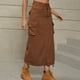 thumbnail image 1 of 2023 mujeres Vintage Denim ropa de trabajo falda dibujar plisado Casual moda Denim falda femenina cintura elástica vestido de medio cuerpo, 1 of 4