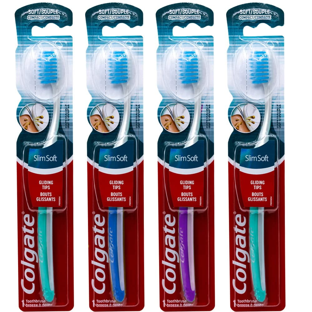 Colgate Slim Soft Ultra Compact Toothbrush, Gliding Tips, Soft (Colors ...