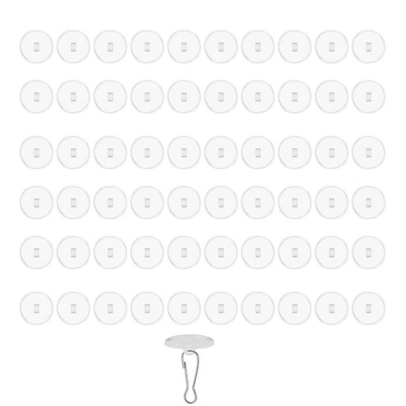 60pcs Adhesive Ceiling Hooks for Hanging Decorations No Drill Transparent Wall Hangers for Party and Festival Use