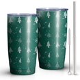 thumbnail image 2 of 20oz Tumblers Green Christmas Tree and Snow Pattern Stainless Steel Vacuum Insulated Double Wall Travel Tumbler Cups Mug with Lid and Straw,Cleaning Brush for Cold & Hot Drinks, 2 of 7