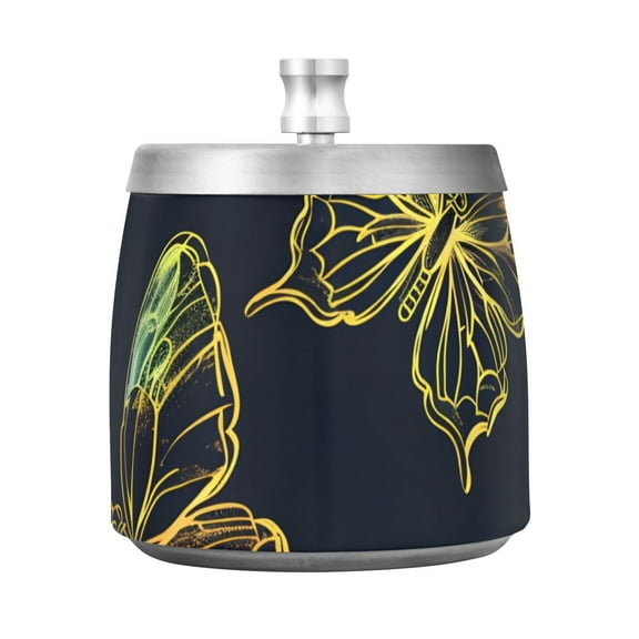 Bright Butterflies Ashtray with Lid Smell Proof Cigarette Ashtray Stainless Steel Smokeless Ash Holder for Indoor Outdoor
