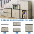 thumbnail image 3 of Dextrus 37 Gallon Medium Resin Cabinet, Outdoor Stackable Storage Cabinet with Double Sliding Doors for Indoor Outdoor Garage Lawn Care, Waterproof and Stylish Storage Solution - Light Gray, 3 of 6