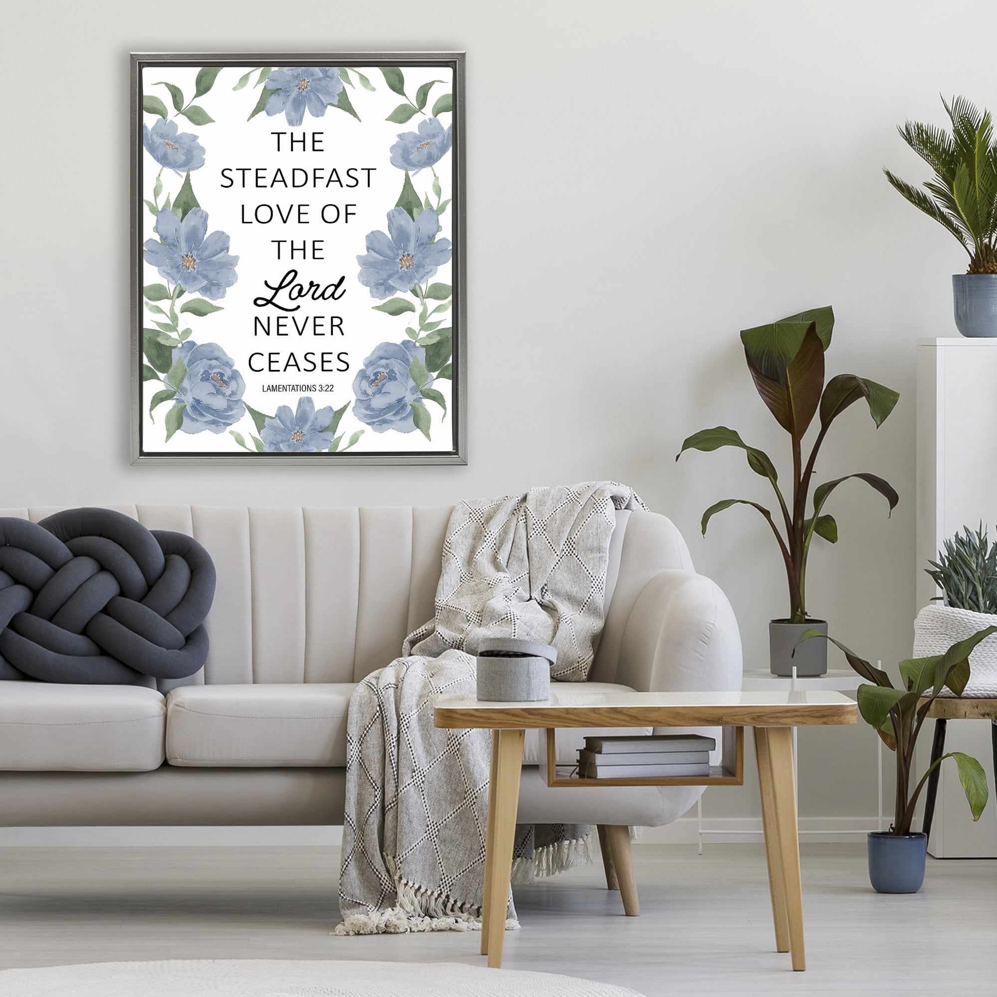 Stupell Industries Steadfast Love Of The Lord Gray Framed Floater Canvas Wall Art, design by Lucille Price