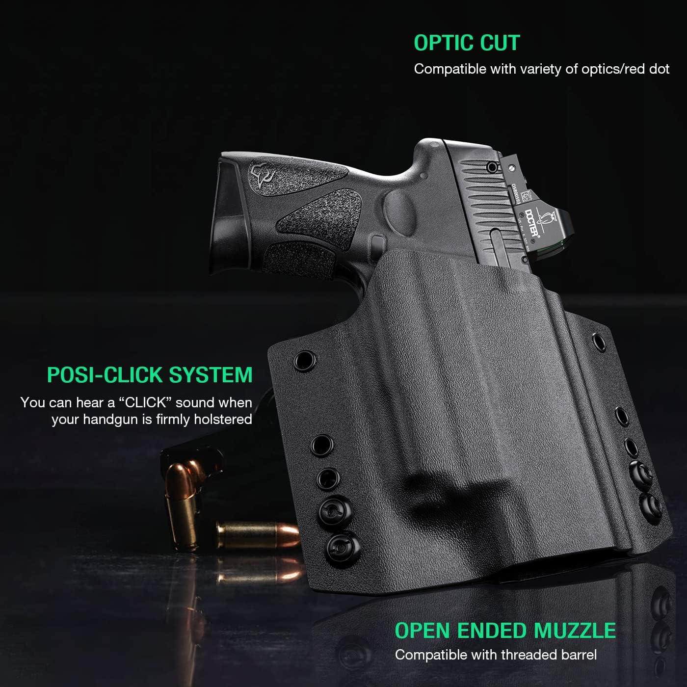 OWB Holster Fit Taurus G2C/G3C/MillenniumG2 PT111/PT140 w/OLIGHT BALDR Mini