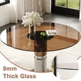thumbnail image 4 of 35-Inch Round Glass Dining Table, Tempered Glass Tabletop, Stainless Steel Legs, Suitable for 2-4 People, Dark Brown Small Round Dining Table, for Restaurants and Apartments, 4 of 9