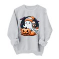 thumbnail image 3 of Gamivast Halloween Graphic Sweatshirts for Women Cute Ghost with Coffee and Pumpkin Print Long Sleeve Pullover Fall Tops Lightweight Comfortable Crewneck Casual Jumper Gray XL, 3 of 6