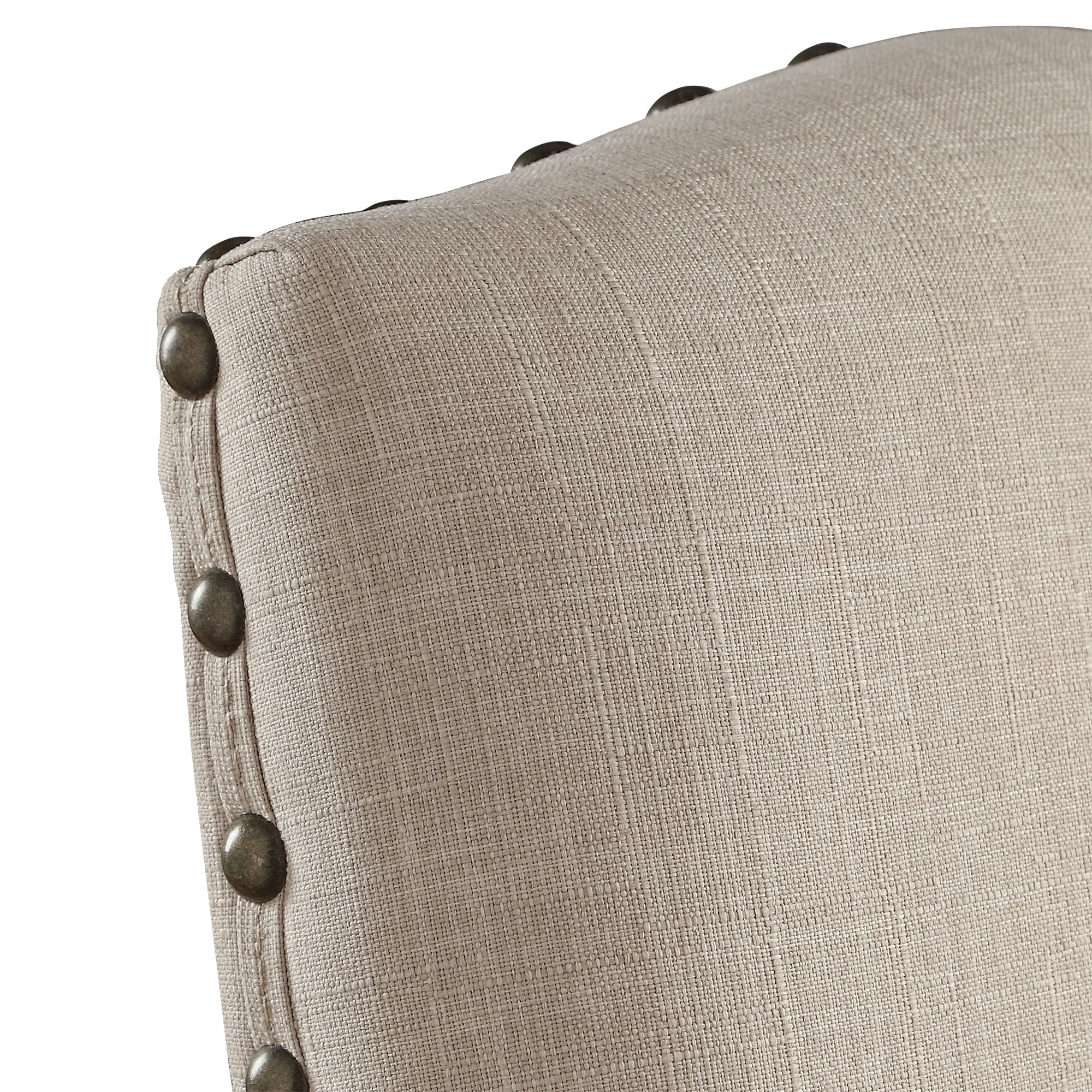 Weston Home Nailhead Upholstered and Wood Dining Chair, Set of 2, Beige Linen