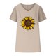 thumbnail image 3 of Camiseta de Manga Corta con Cuello en V con Impresión de Girasol, Algodón Casual Y Top de Cáñamo, 3 of 4