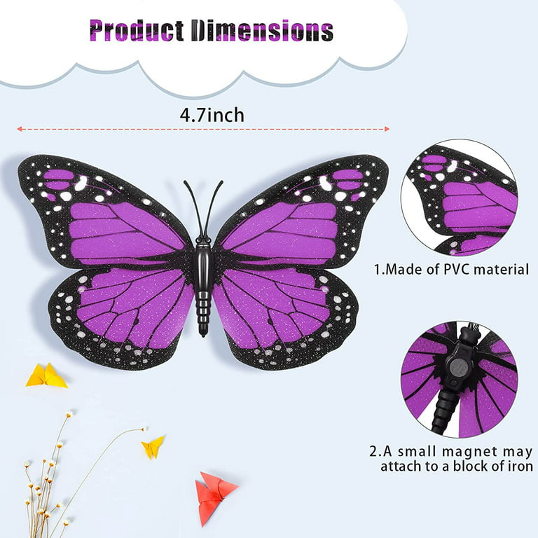 Luinabio Monarch Butterfly Decoration Halloween Fake Butterflies Artificial  3D Monarch Butterfly Wall Decor for Christmas Day of The Dead Party Favors