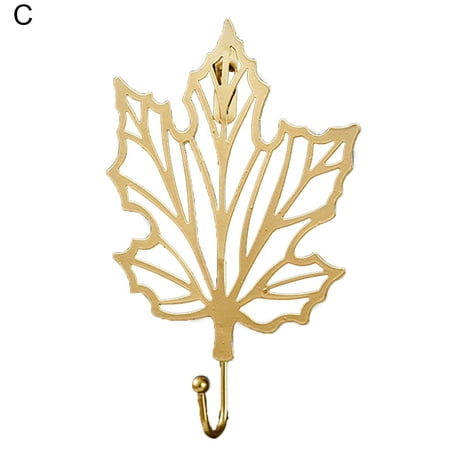 

Grandest Birch Golden Metal Leaf Shape Hook Door Wall Wardrobe Clothes Bag Hanger Hanging Decor Leaf Shape Decorative Hook Easy to