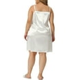 thumbnail image 3 of Unique Bargains Women's Plus Size Spaghetti Strap Adjustable Lace Nightdress Nightgowns 4X White, 3 of 6