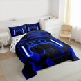 thumbnail image 6 of Erosebridal Navy Gamepad Comforter Sets Twin Size, Modern Video Game Comforters & Duvets, Honeycomb Reversible Duvet Insert, Super Cozy Bedroom Decorative, 2 Pieces, 6 of 7