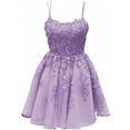 thumbnail image 4 of Robes de Bal Jeunes 2022 Bretelles Spaghetti Mini Robe de Soirée Courte Robe de Bal A-Ligne Robe de Soirée à Lacets Taille de Couleur Personnalisée, 4 of 5