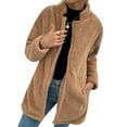 thumbnail image 4 of TWZH Women Solid Color Long Sleeve Fleece Cardigan Top with Pockets, 4 of 7